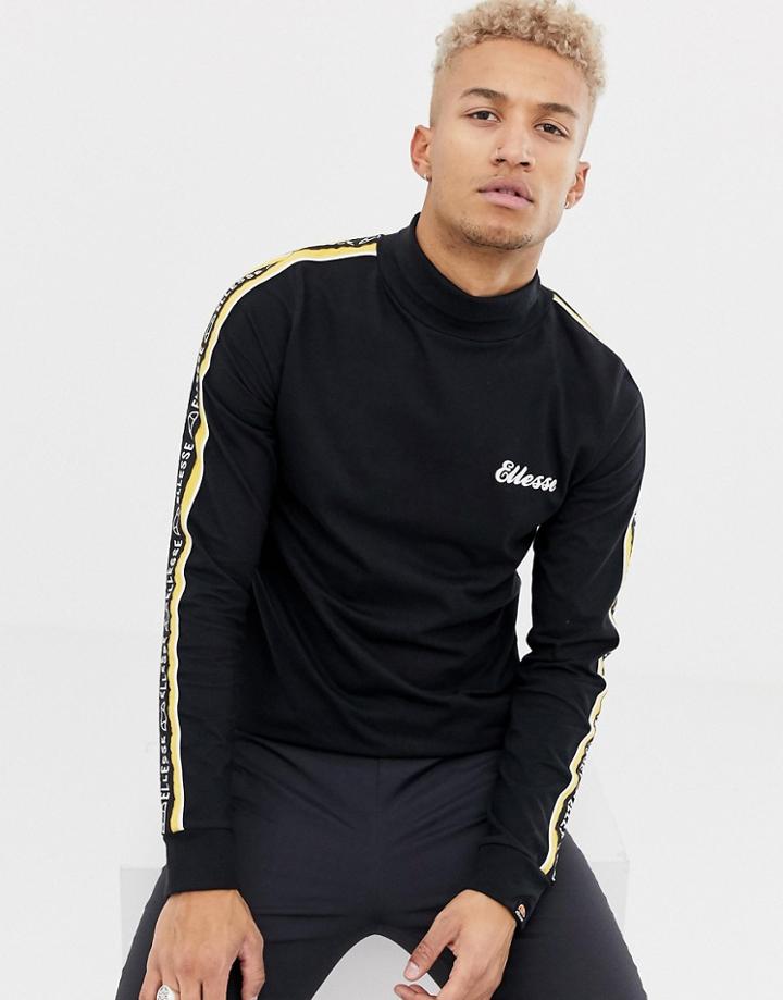 Ellesse Adovardo Long Sleeve T-shirt With Sleeve Stripe Taping In Black - Black