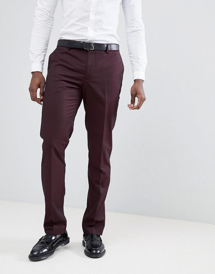 Mango Man Suit Pants In Burgundy - Red