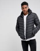 Brave Soul Hooded Padded Camo Jacket - Black