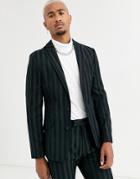 Asos Design Skinny Suit Jacket In Tonal Stripe-black