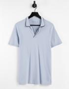 Abercrombie & Fitch Resort Tipped Open Collar Polo In Light Blue/navy-blues