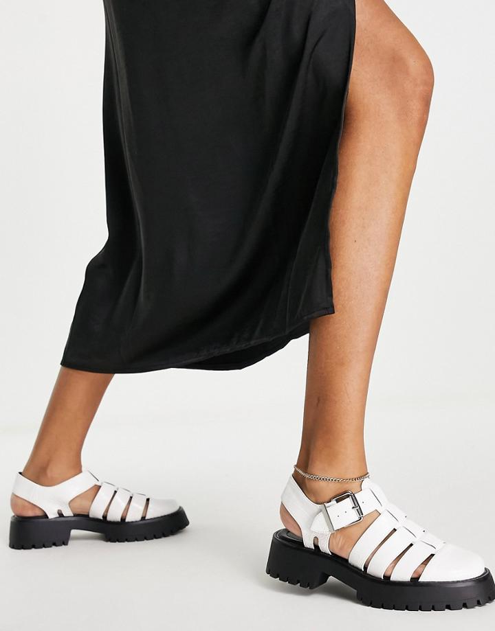 Asos Design Mission Chunky Fisherman Flat Shoes In White Croc