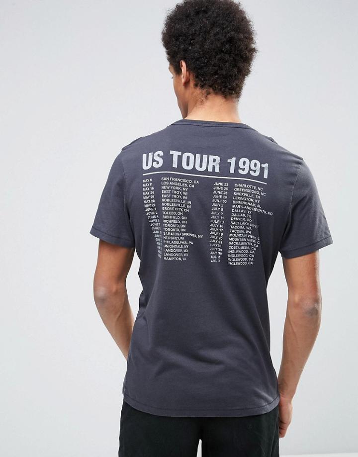 Selected Homme T-shirt With Guns And Roses Print - Black