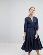 Max & Co Full Cotton Midi Dress - Gray