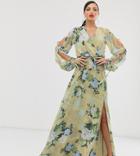 Asos Design Tall Smock Maxi Dress In Occasion Bloom Print - Multi
