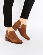 Pull & Bear Zip Detail Ankle Boots - Brown
