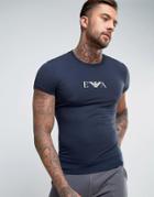 Emporio Armani T-shirt With Chest Logo In Muscle Fit - Navy