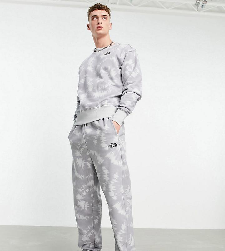 The North Face Essential Sweatshirt In Gray Tie Dye Exclusive At Asos-grey
