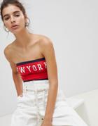 New Look New York Bandeau Boob Tube - Red