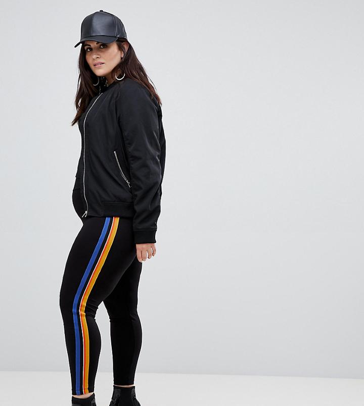 New Look Curve Rainbow Tape Side Leggings - Black