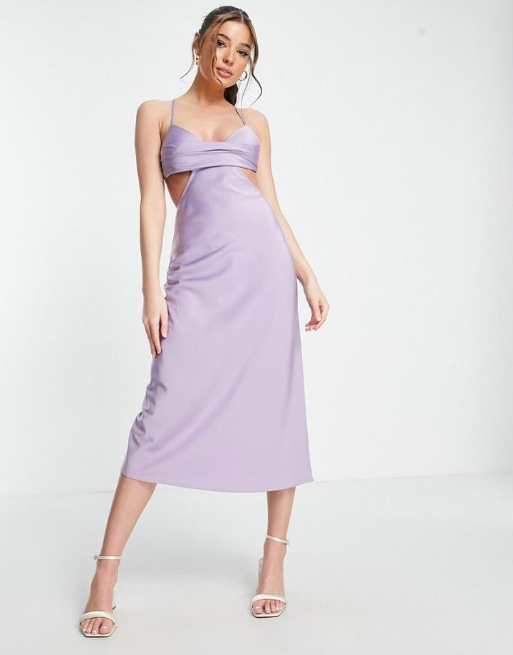 The Frolic Satin Bust-detail Cami Dress In Lilac-purple