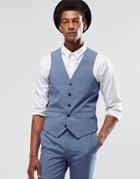 Harry Brown Slim Fit Vest In Light Blue - Blue