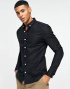 New Look Smart Long Sleeve Muscle Fit Oxford Shirt In Black