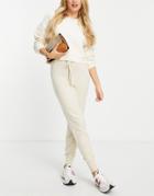 Vila Knitted Sweatpants With Tie Waist In Cream - Part Of A Set-white