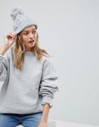 Boardsmans Cable Knit Beanie Hat With Pom Pom - Gray