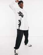 Asos Design Banksy Extreme Oversized White Shirt With Iconic Placement Print