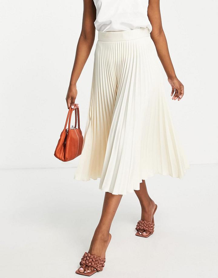 Closet London Pleated Midi Skirt In Cream-white