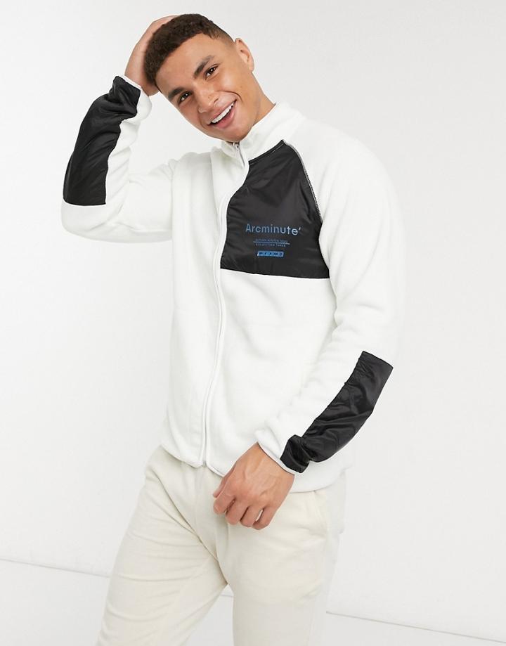 Arcminute Full Zip Tech Polar Fleece In Off White-neutral