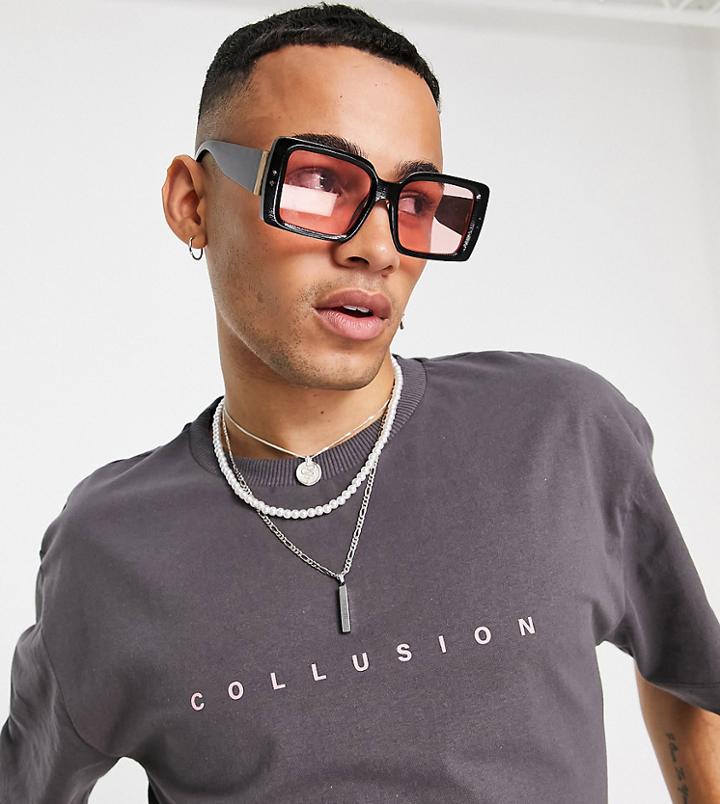 Collusion Logo T-shirt In Charcoal-gray