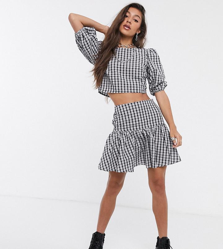 Reclaimed Vintage Inspired Peplum Skirt In Textured Check-black