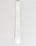 Asos Slim Textured Tie In White - White