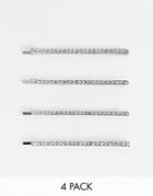 Asos Design Pack Of 4 Extra Long Hair Clips In Crystal - Multi