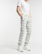 Twisted Tailor Skinny Pants With Chain In White Windowpane Check