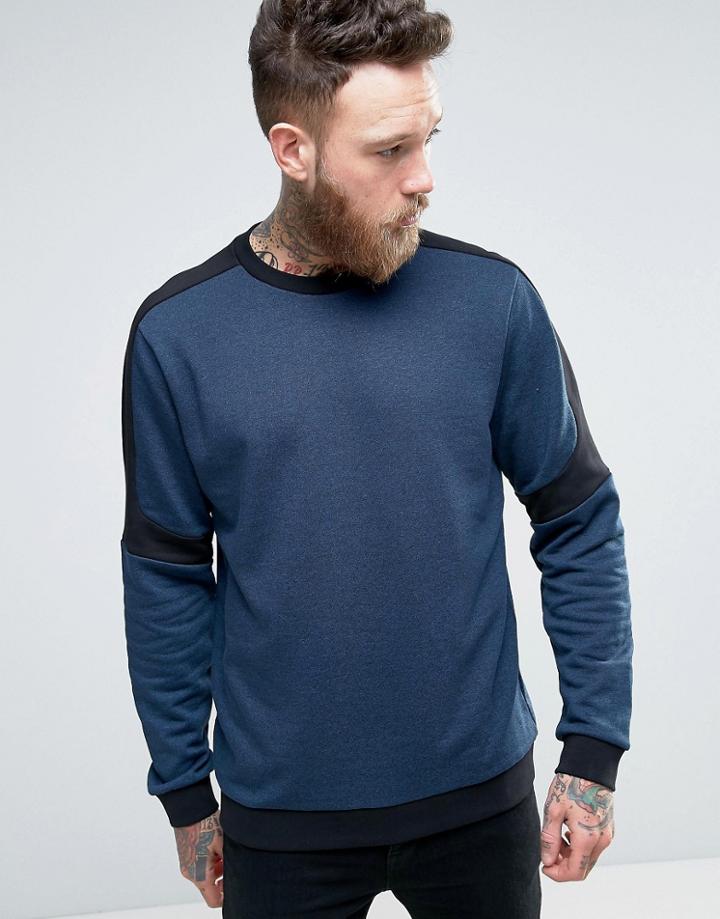 Hugo By Hugo Boss Dunion Sweat Contrast Panels In Navy/black - Navy