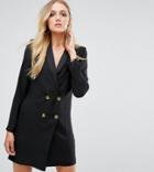 Asos Tall Ultimate Mini Tux Dress With Gold Buttons - Black
