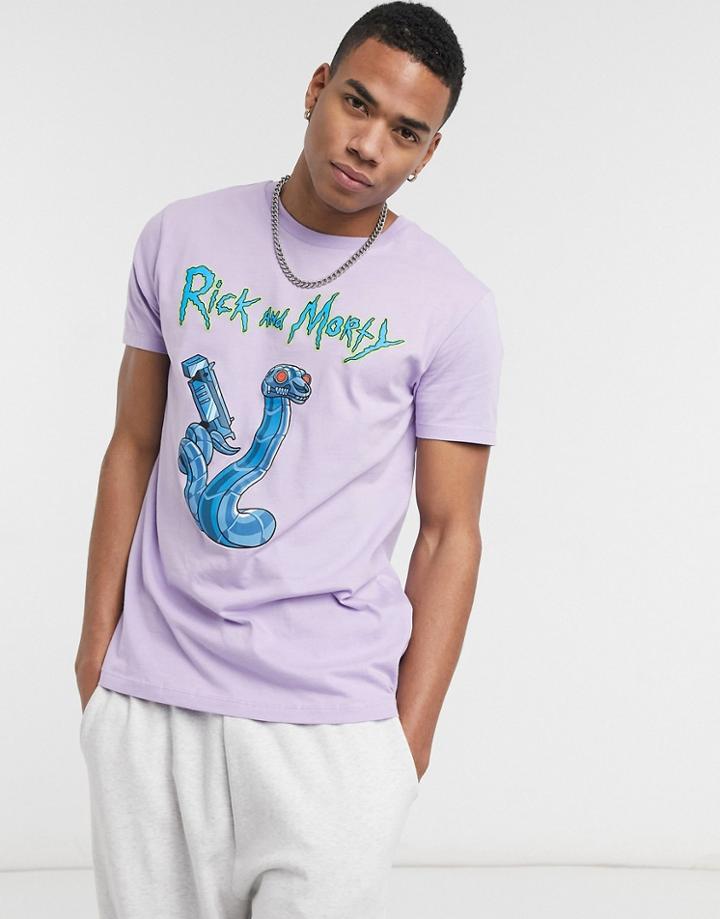 Bershka Rick And Morty Back Print T-shirt In Purple