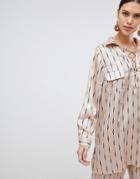 None The Richer Stevie Printed Lace Up Silk Blend Shirt - Beige