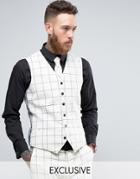 Heart & Dagger Skinny Vest In Wool Tweed - White