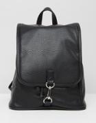 Monki Faux Leather Clasp Backpack - Black