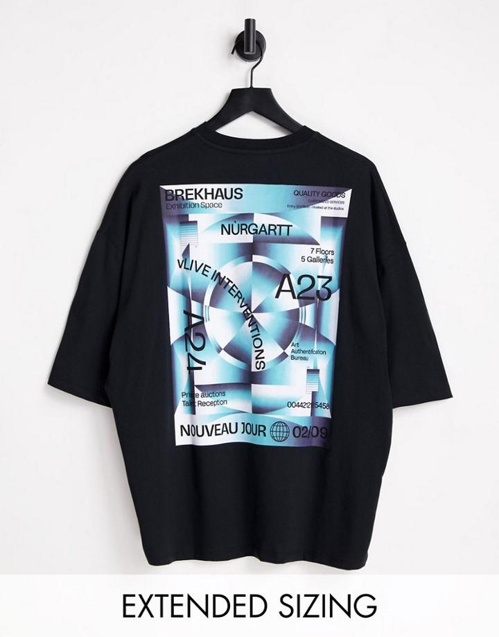 Asos Design Oversized T-shirt In Black With Street Front & Back Print