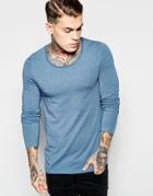 Asos Muscle Long Sleeve T-shirt With Scoop Neck - Blue