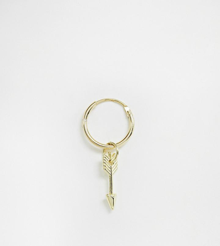 Serge Denimes Arrow Hoop Earring In Solid Silver With 14k Gold Plating
