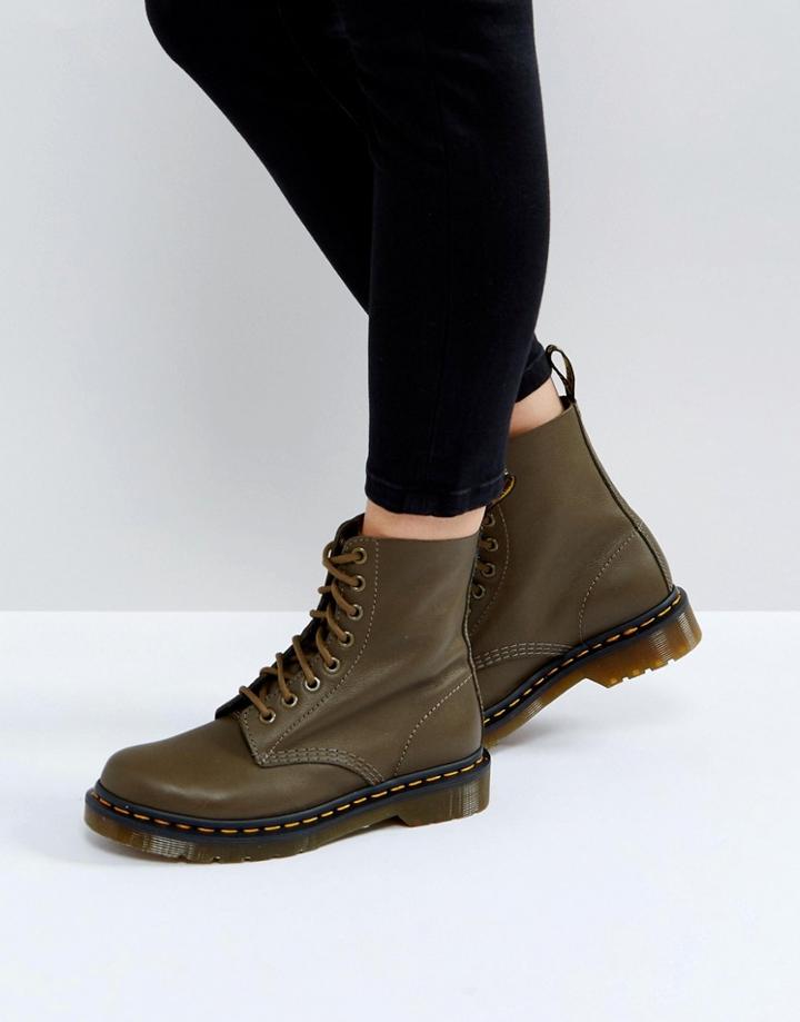 Dr Martens Pascal Khaki 8 Eye Boots - Green