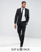 Opposuits Prom Slim Suit + Tie In Black - Black
