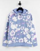 Adidas Originals Hoodie In Blue With Flower Print-blues