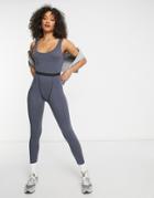 I Saw It First Contrast Stitch Jumpsuit In Gray-grey