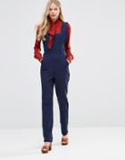 Alter Frill Edge Pinafore Jumpsuit - Navy