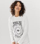 Reclaimed Vintage Inspired Long Sleeve T-shirt With Fortune Tarot Print - White