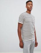 Selected Homme T-shirt With Textured Stripe - Cream