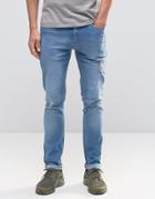 Kubban Denim Skinny Stonewash Jean Rips - Blue