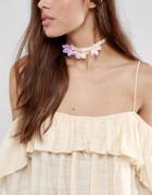 Asos Spring Flower Choker Necklace - Pink
