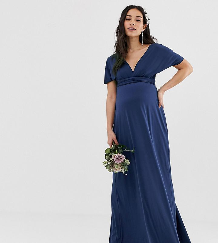 Tfnc Maternity Bridesmaid Exclusive Multiway Maxi Dress In Navy