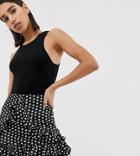 Missguided Mini Skirt With Frill Detail In Black Polka Dot - Multi