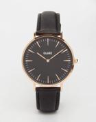 Cluse La Boheme Rose Gold Black Leather Watch Cl18001