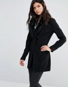 Little Mistress Coat With Faux Fur Collar - Black