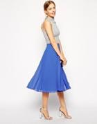 Asos Pleated Midi Skirt - Blue